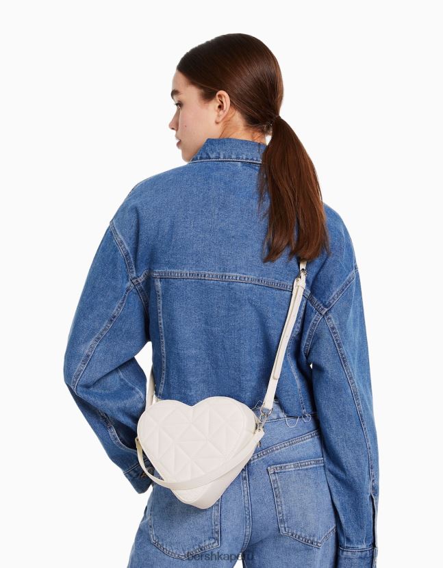 blanco Bershka mujer bolsa de corazón acolchada con correa ajustable 806J6B2414