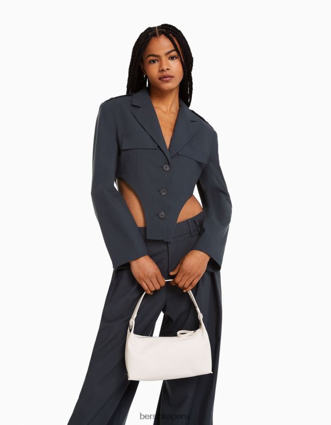 blanco Bershka mujer bolso con asa y anilla 806J6B1907
