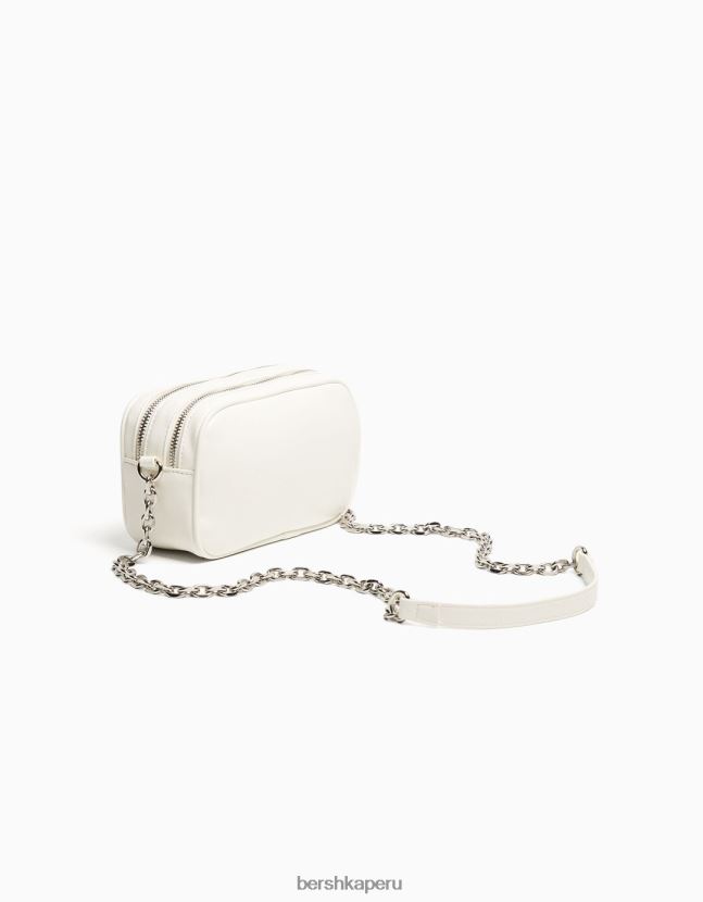 blanco Bershka mujer bolso con asa y doble cremallera 806J6B2339