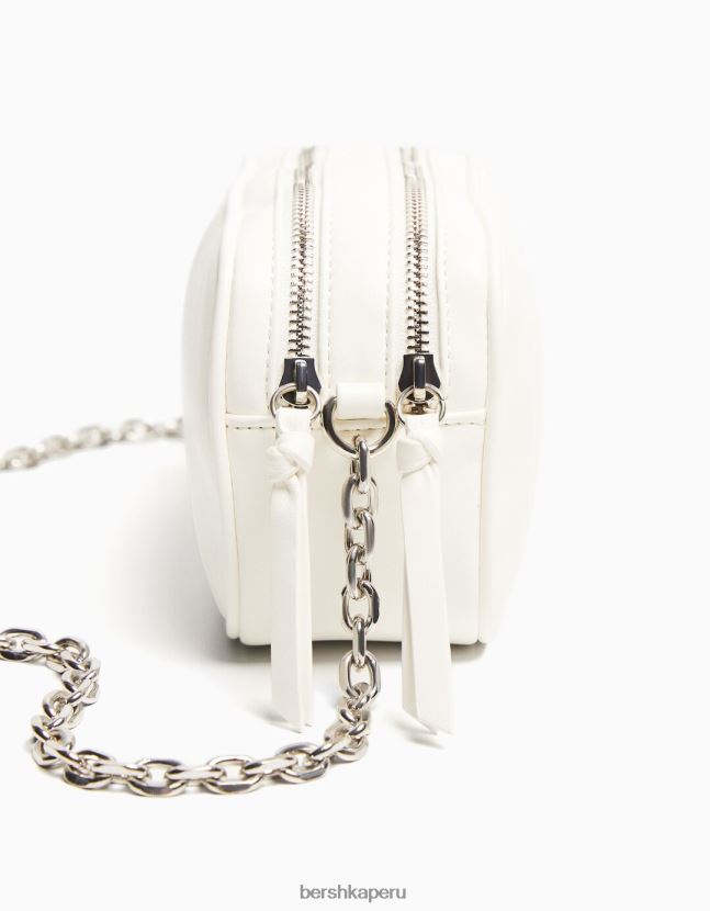 blanco Bershka mujer bolso con asa y doble cremallera 806J6B2339