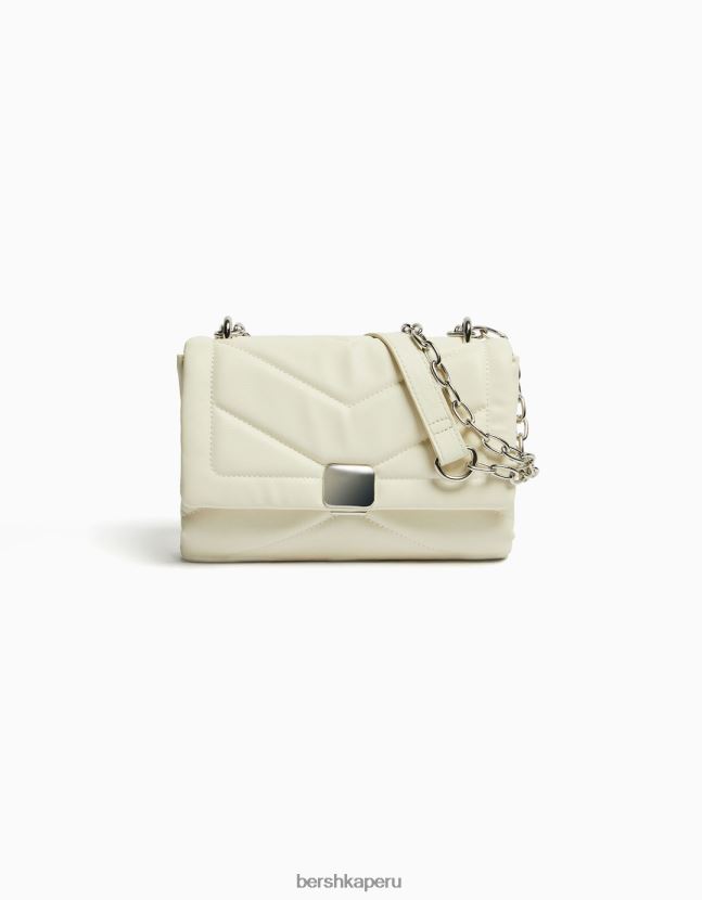 blanco Bershka mujer bolso de hombro mini capitonado con cadena 806J6B2352