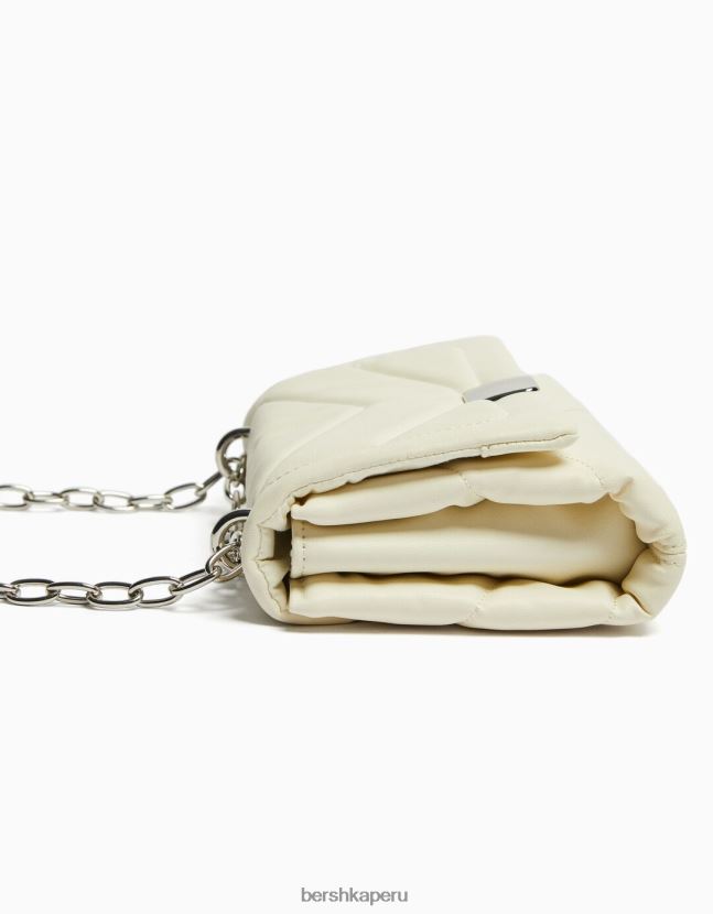 blanco Bershka mujer bolso de hombro mini capitonado con cadena 806J6B2352