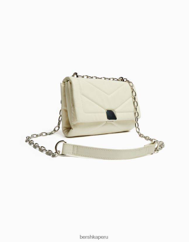 blanco Bershka mujer bolso de hombro mini capitonado con cadena 806J6B2352