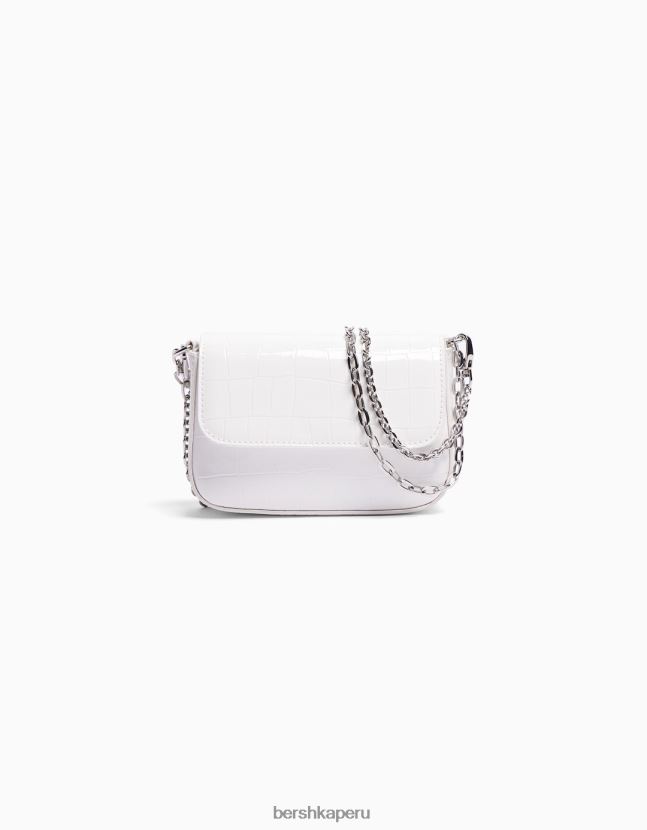 blanco Bershka mujer bolso de mano con cadena de charol 806J6B2385