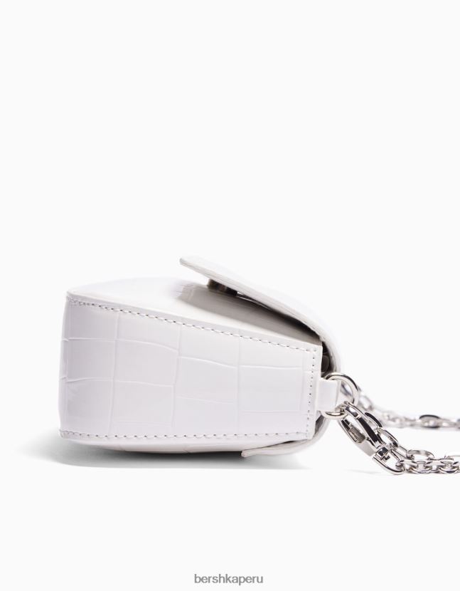 blanco Bershka mujer bolso de mano con cadena de charol 806J6B2385