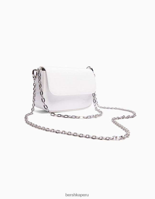 blanco Bershka mujer bolso de mano con cadena de charol 806J6B2385