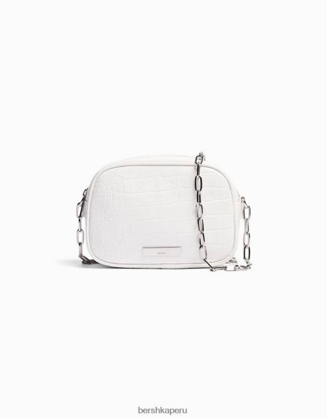 blanco Bershka mujer bolso texturado con asa y doble cremallera 806J6B2401