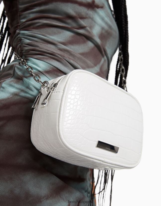 blanco Bershka mujer bolso texturado con asa y doble cremallera 806J6B2401