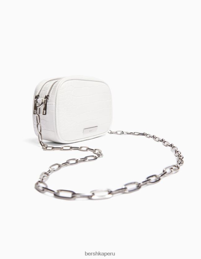 blanco Bershka mujer bolso texturado con asa y doble cremallera 806J6B2401