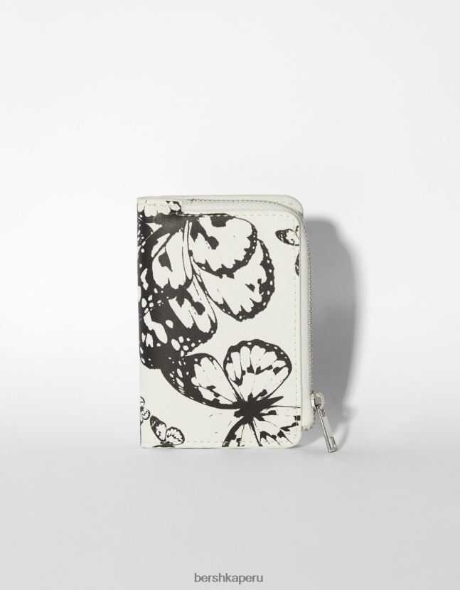 blanco Bershka mujer cartera con estampado de mariposas 806J6B2399