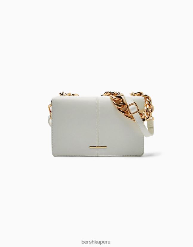 blanco Bershka mujer clutch acordeón con cadena 806J6B2402