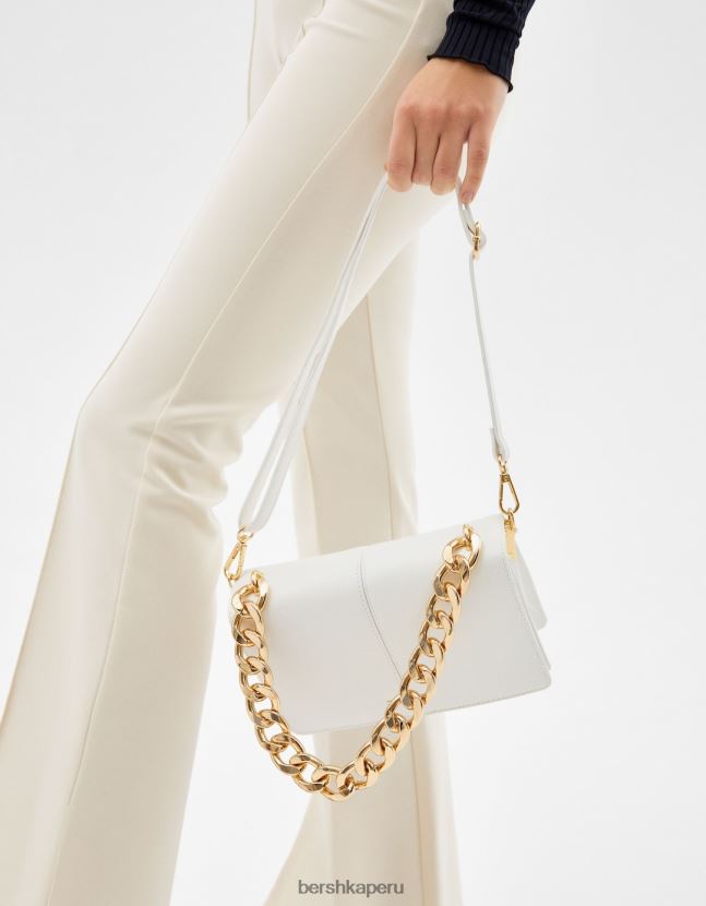 blanco Bershka mujer clutch acordeón con cadena 806J6B2402