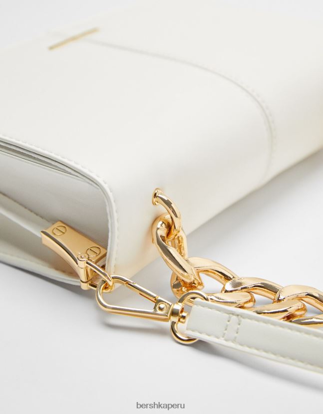 blanco Bershka mujer clutch acordeón con cadena 806J6B2402