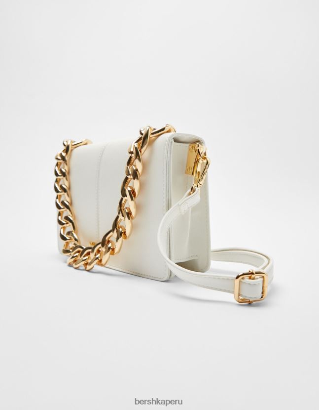 blanco Bershka mujer clutch acordeón con cadena 806J6B2402