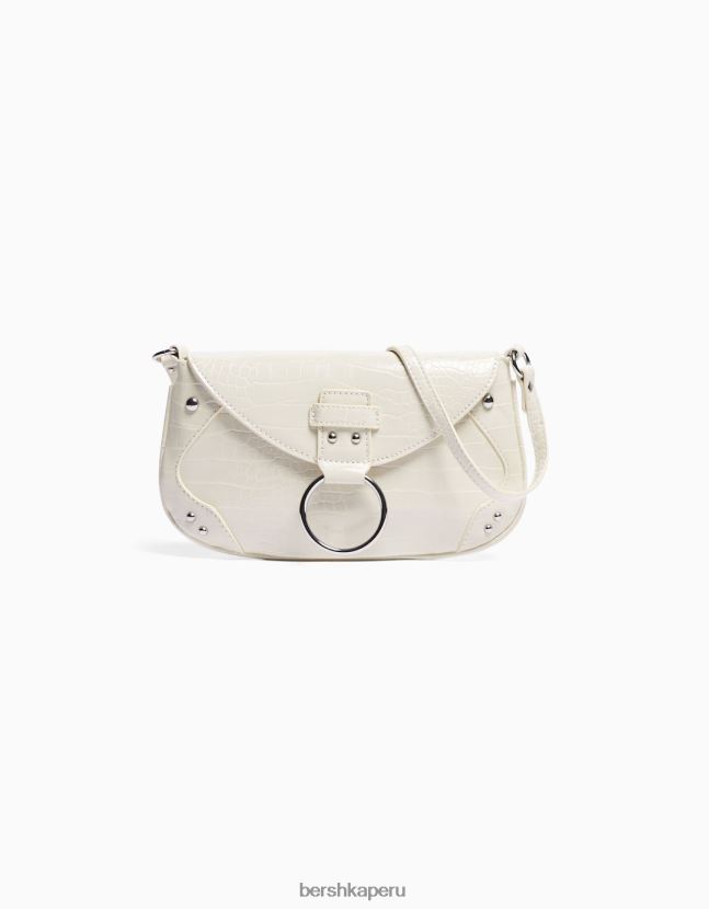 crema Bershka mujer bolso con asa y solapa de anilla 806J6B2413