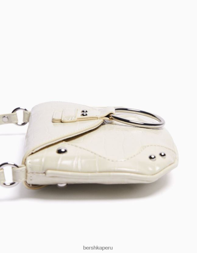 crema Bershka mujer bolso con asa y solapa de anilla 806J6B2413