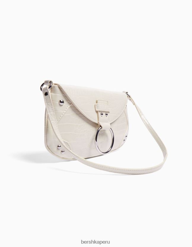 crema Bershka mujer bolso con asa y solapa de anilla 806J6B2413