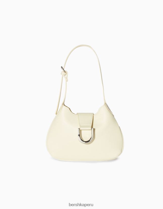 crema Bershka mujer bolso de hombro con hebilla efecto plata 806J6B2373