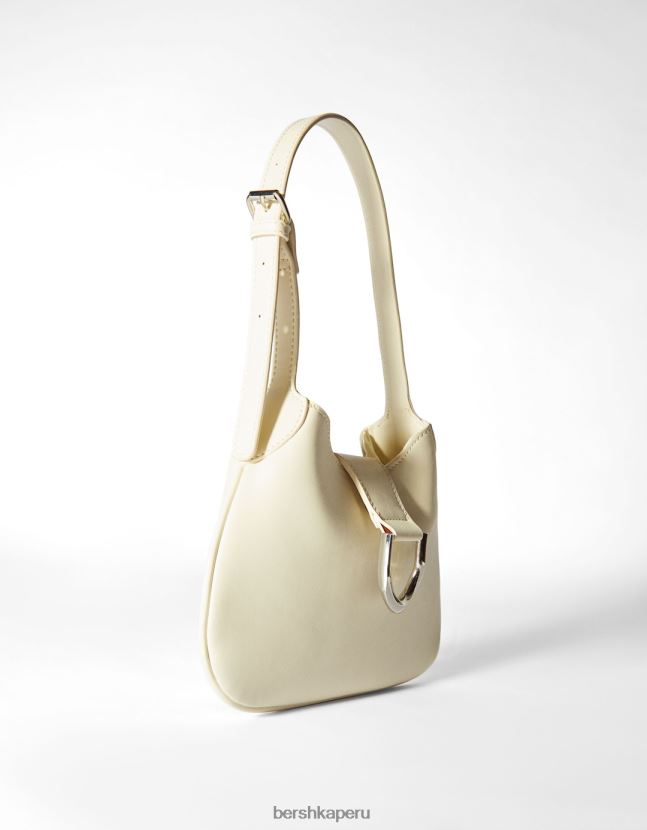 crema Bershka mujer bolso de hombro con hebilla efecto plata 806J6B2373