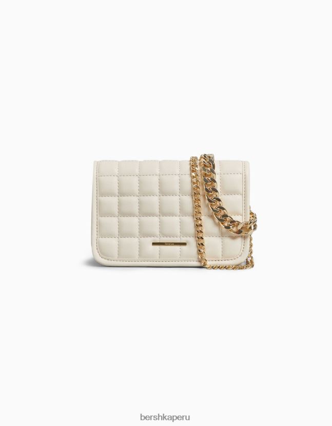 crema Bershka mujer bolso de mano capitonado con asa de cadena 806J6B2403