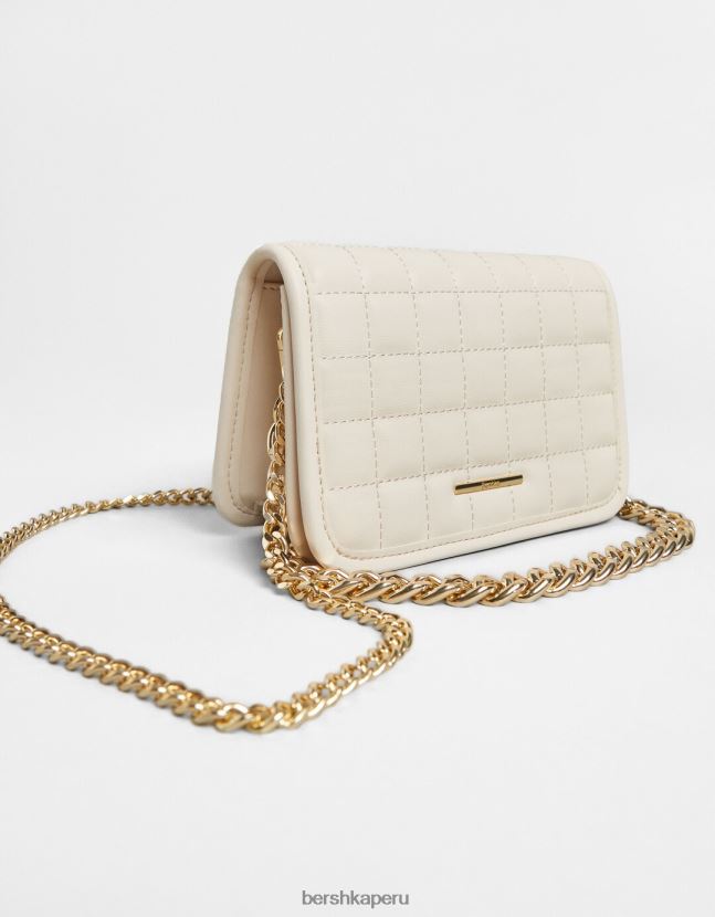 crema Bershka mujer bolso de mano capitonado con asa de cadena 806J6B2403