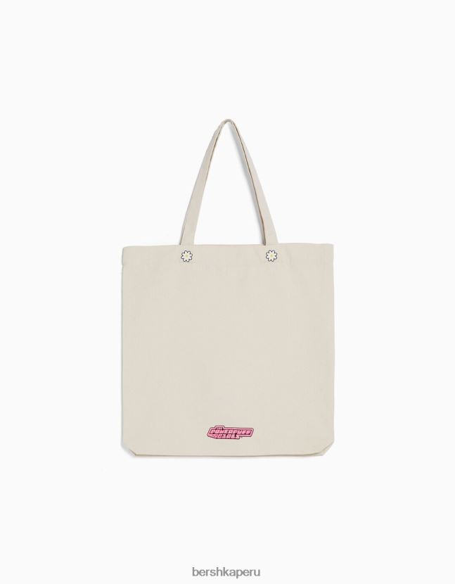 crema Bershka mujer bolso tote con estampado de las chicas superpoderosas 806J6B2071