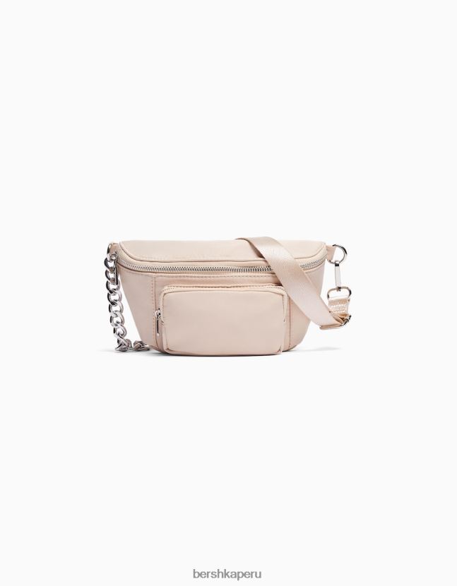 crema Bershka mujer riñonera de tela con cremalleras 806J6B2394