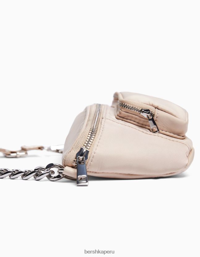 crema Bershka mujer riñonera de tela con cremalleras 806J6B2394