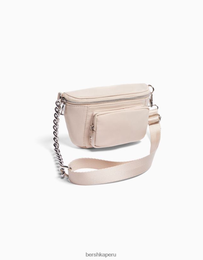 crema Bershka mujer riñonera de tela con cremalleras 806J6B2394