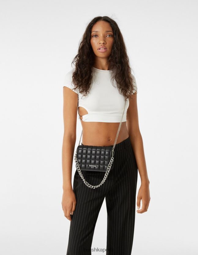 gris Bershka mujer bolso de mano acolchado con cadena 806J6B2364