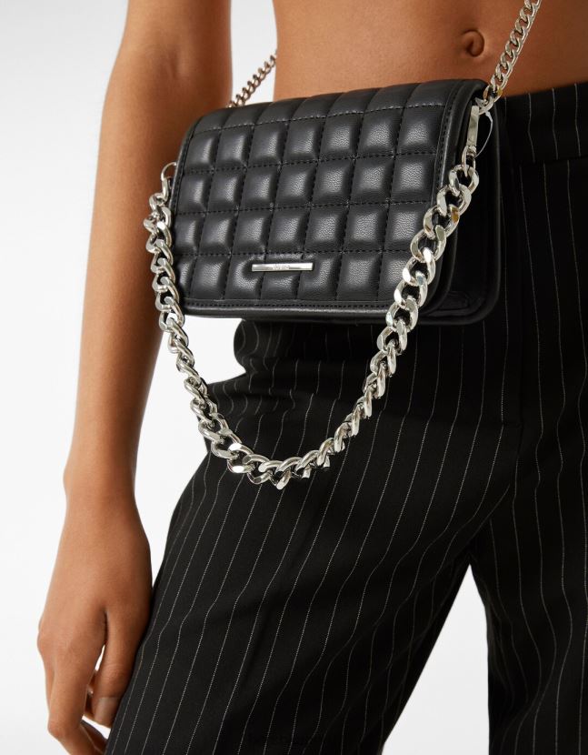 gris Bershka mujer bolso de mano acolchado con cadena 806J6B2364