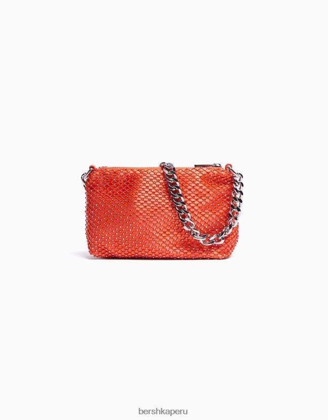 naranja Bershka mujer bolsa de malla con correa de cadena 806J6B2386
