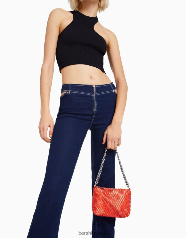 naranja Bershka mujer bolsa de malla con correa de cadena 806J6B2386