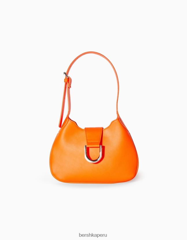 naranja Bershka mujer bolso de hombro con hebilla efecto plata 806J6B2372