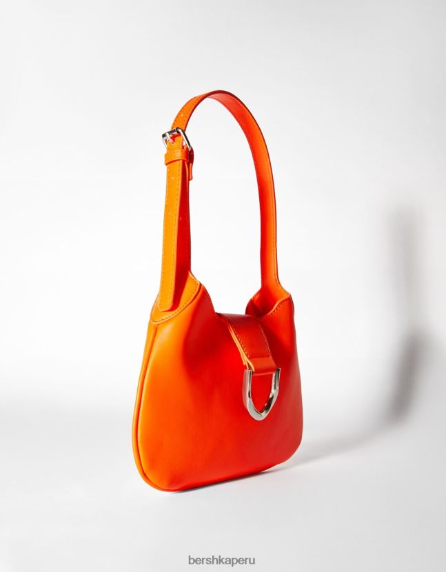 naranja Bershka mujer bolso de hombro con hebilla efecto plata 806J6B2372