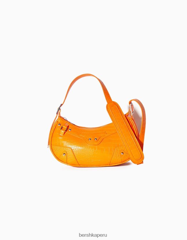 naranja Bershka mujer bolso de piel sintética con tachuelas y correa 806J6B2371