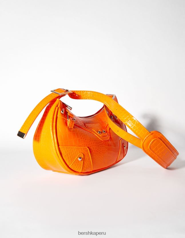 naranja Bershka mujer bolso de piel sintética con tachuelas y correa 806J6B2371