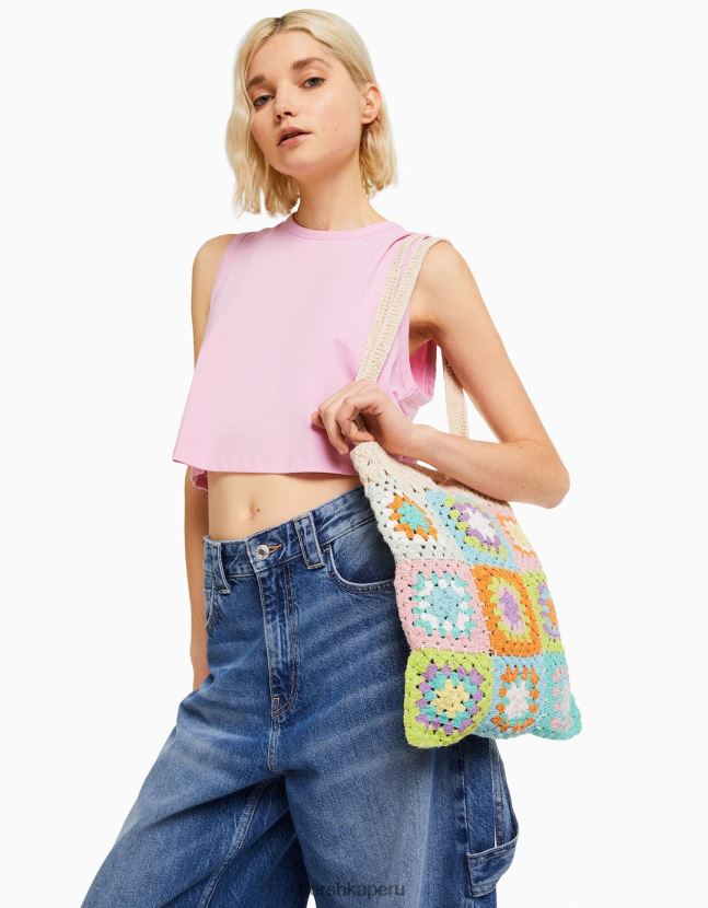 naranja Bershka mujer bolso shopper de ganchillo 806J6B1872