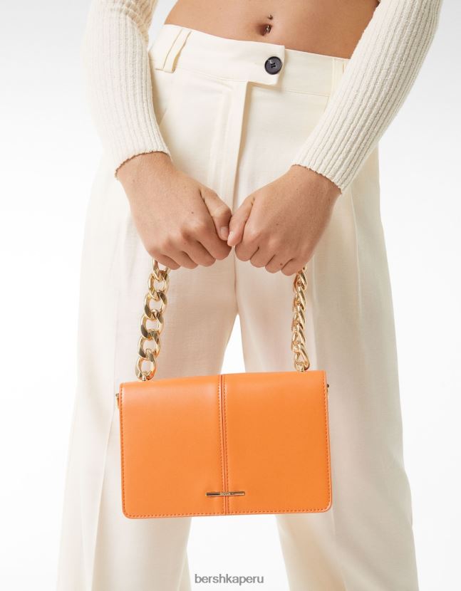 naranja Bershka mujer clutch acordeón con cadena 806J6B2404