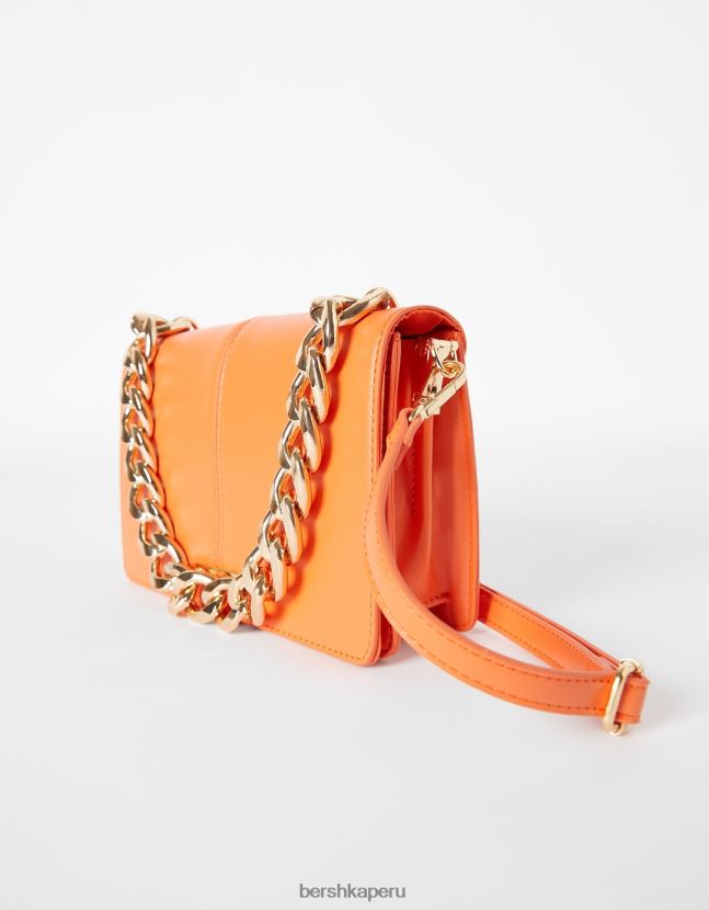 naranja Bershka mujer clutch acordeón con cadena 806J6B2404