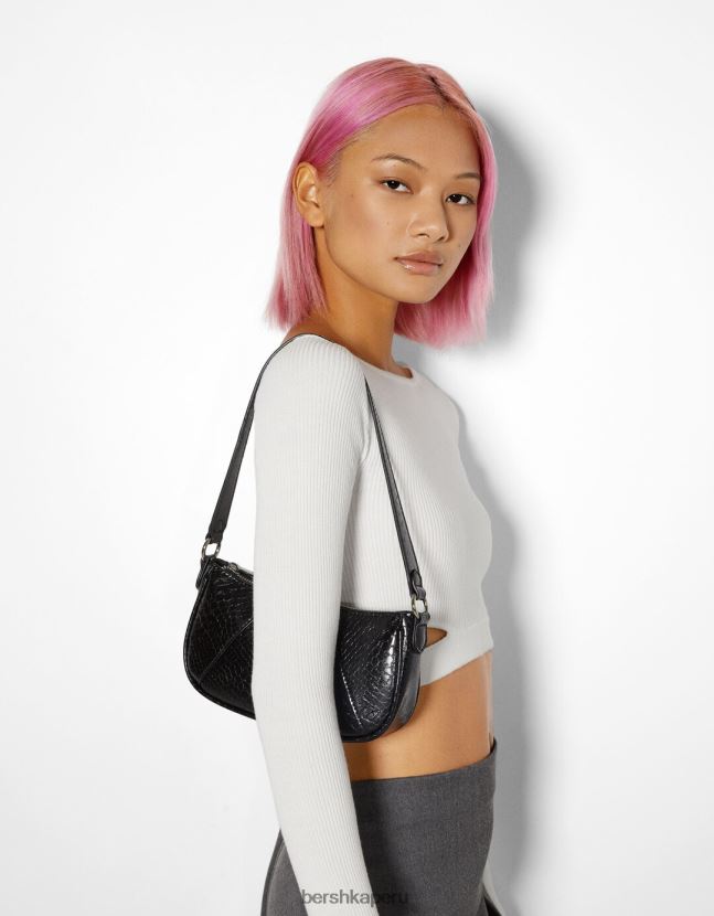 negro Bershka mujer bolso de hombro de piel sintética 806J6B2354