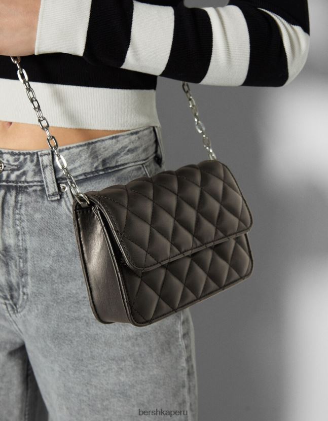 negro Bershka mujer bolso de mano acolchado con asa de cadena 806J6B2363