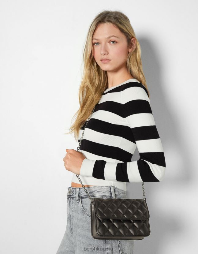 negro Bershka mujer bolso de mano acolchado con asa de cadena 806J6B2363