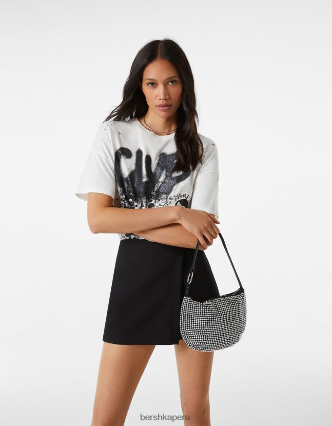 negro Bershka mujer bolso de pedrería con asa 806J6B2387