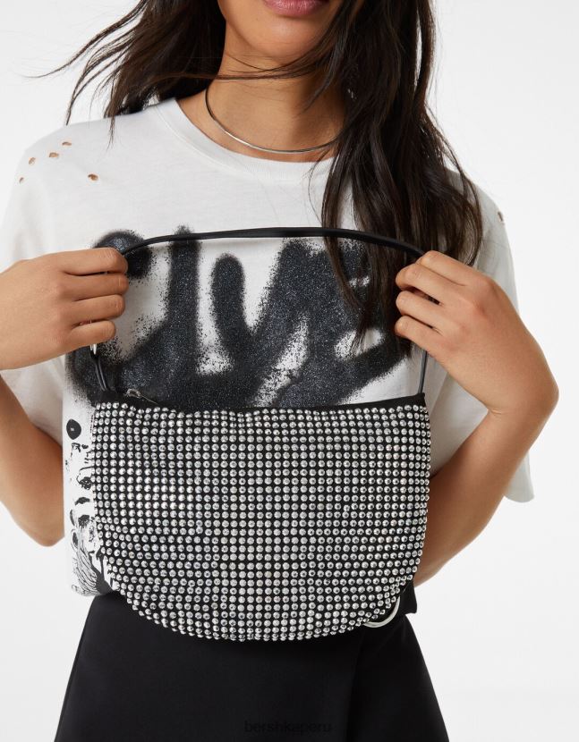 negro Bershka mujer bolso de pedrería con asa 806J6B2387