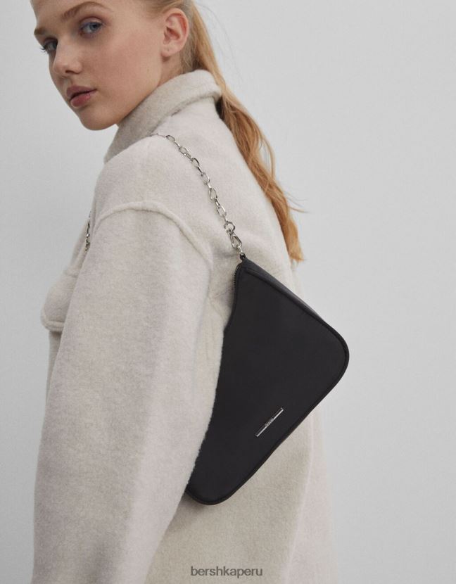 negro Bershka mujer bolso de raso con cadena 806J6B2366