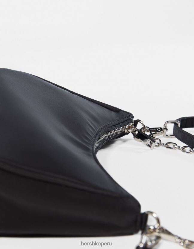 negro Bershka mujer bolso de raso con cadena 806J6B2366