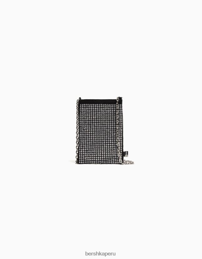 negro Bershka mujer bolso para celular con tachuelas y cadena 806J6B1862