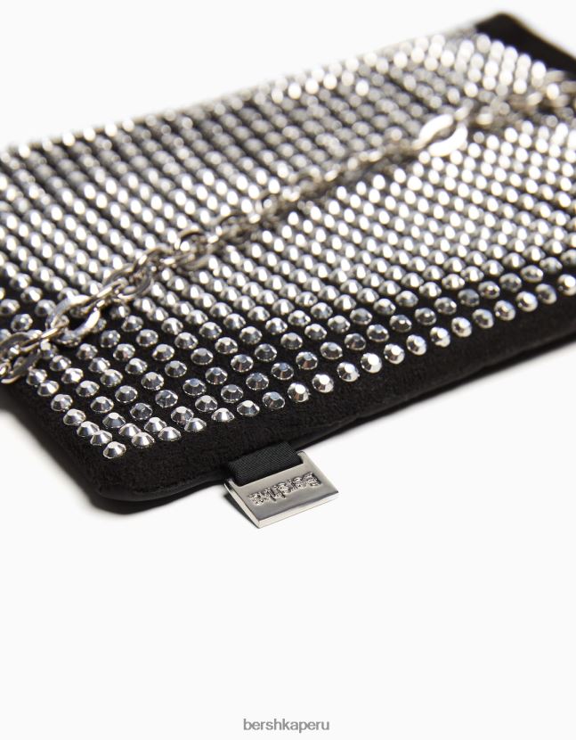 negro Bershka mujer bolso para celular con tachuelas y cadena 806J6B1862