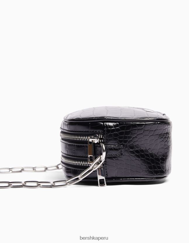 negro Bershka mujer bolso texturado con asa y doble cremallera 806J6B2400